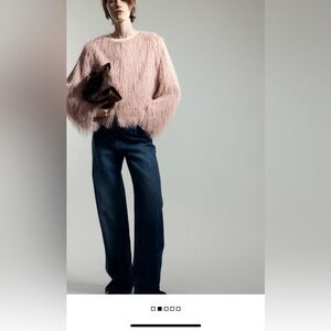 H&M Dusty Pink Fringed Long Sleeve Jacket. Large. NWT